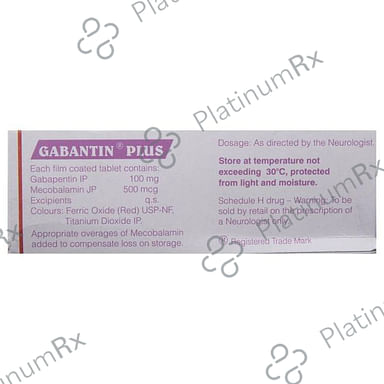 Gabantin Plus 100mg/500mcg Tablet 10s
