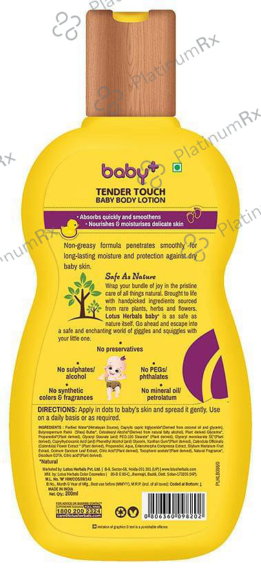 Lotus Herbals Baby+ Tender Touch Baby Body Lotion 200 ml