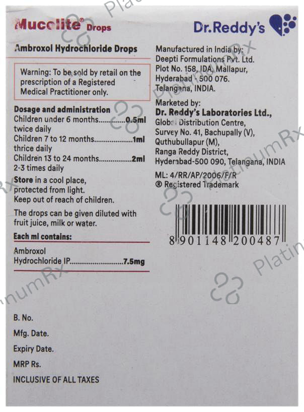 Mucolite 7.5mg Drops 15ml