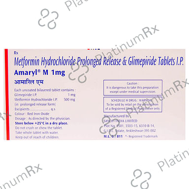 Amaryl M 1 1/500mg Tablet PR 20s
