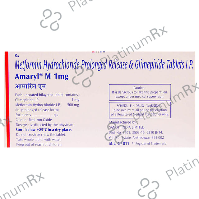 Amaryl M 1 1/500mg Tablet PR 20s