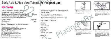 West-Coast Borivag Boric Acid & Aloe Vera Tablet for Vaginal Use with 2 Applicators