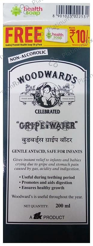 Woodward's Gripe Water - Gentle Antacid for Infants with Godrej Protekt Health Soap 50gm Free