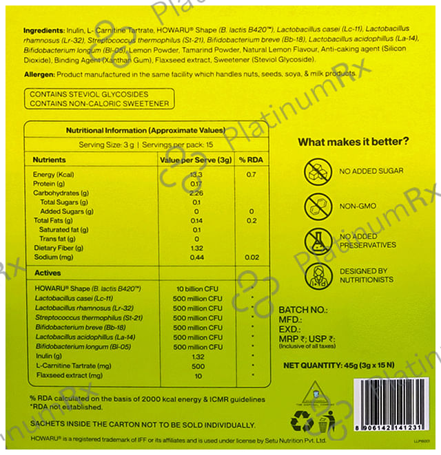 Setu Lean: Lite Pro+ Sachet (15 Each) Lemon 2 units