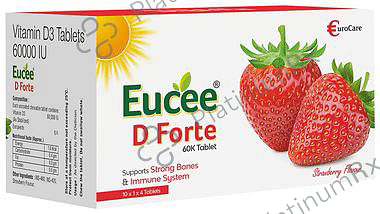 Eucee D Forte 60K Chewable Tablet Strawberry Sugar Free