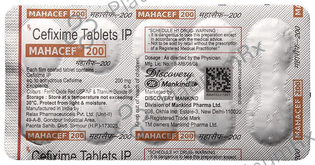 Mahacef 200mg Tablet 10s