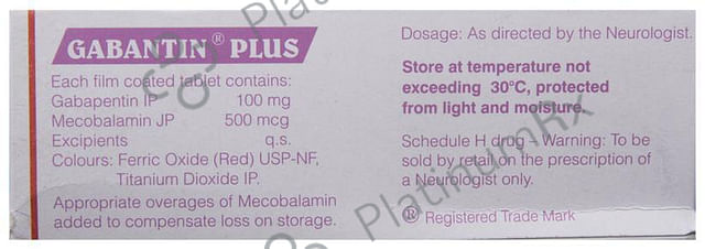 Gabantin Plus 100mg/500mcg Tablet 10s