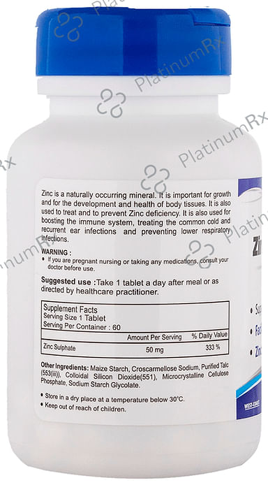 HealthVit Zinc Sulphate 50mg Tablet