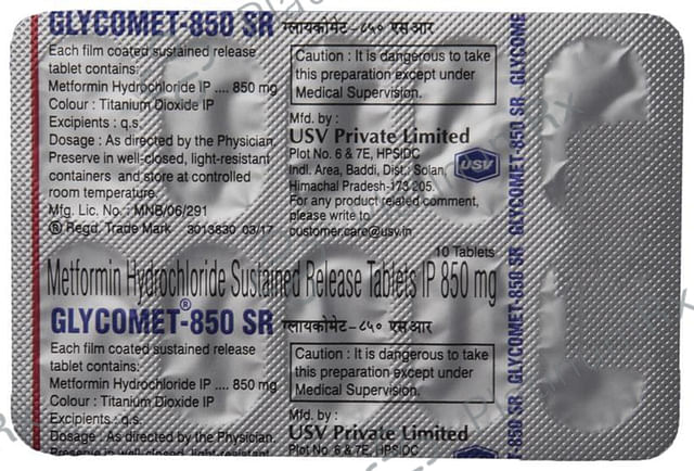 Glycomet 850mg SR Tablet 10s