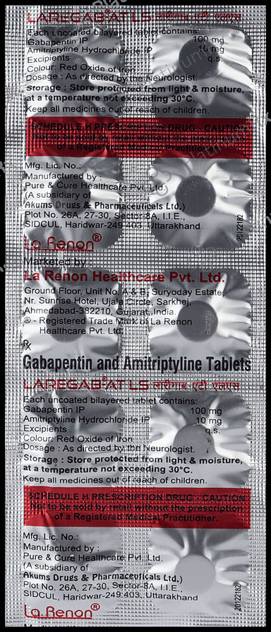 Laregab AT LS 100/10mg Tablet 10s
