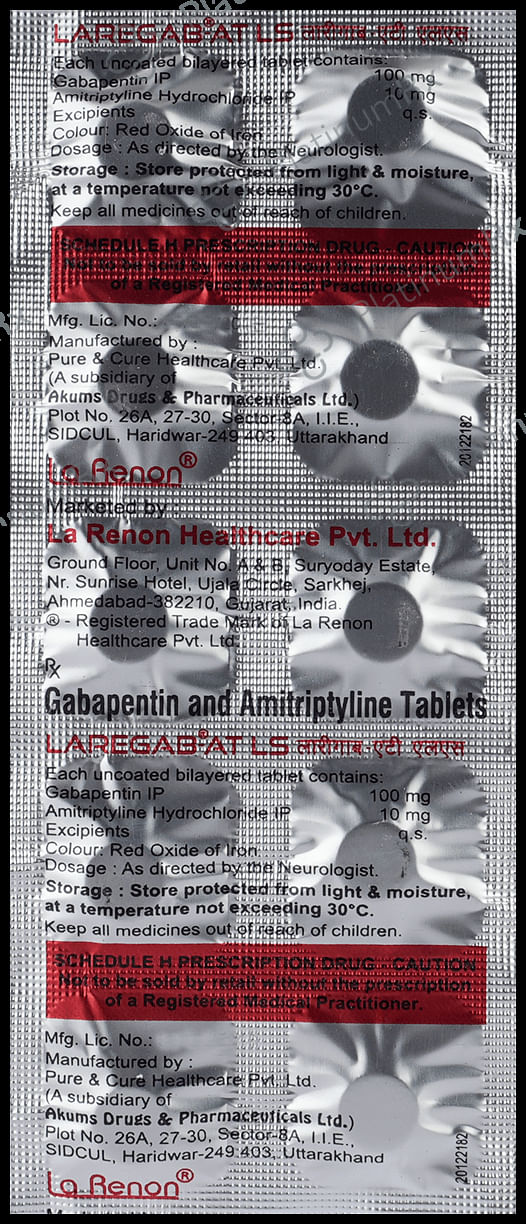 Laregab AT LS 100/10mg Tablet 10s