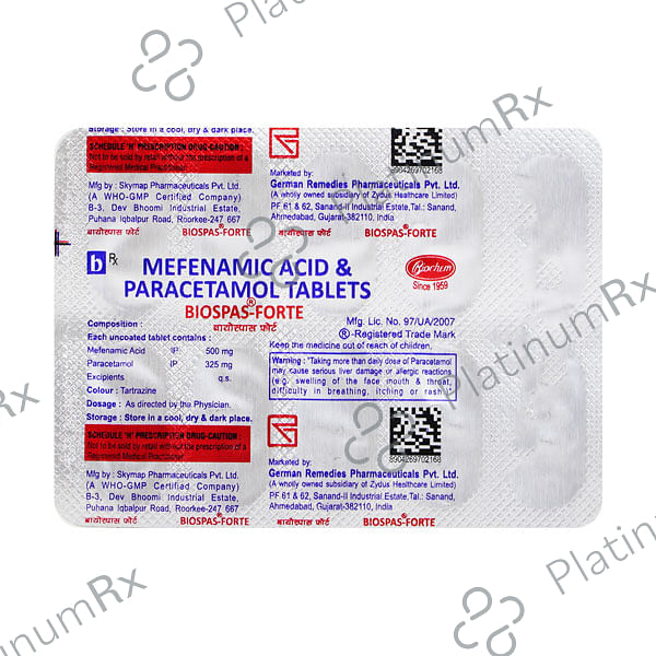 Biospas Forte 500/325mg Tablet 15s