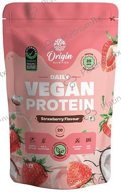 Origin Nutrition Daily Vegan Protein for Digestion, Weight, Heart & Muscles - Flavour Powder Strawberry