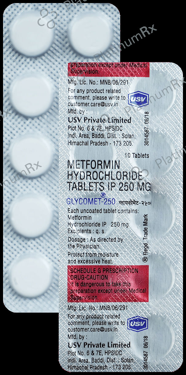 Glycomet 250mg Tablet 10s