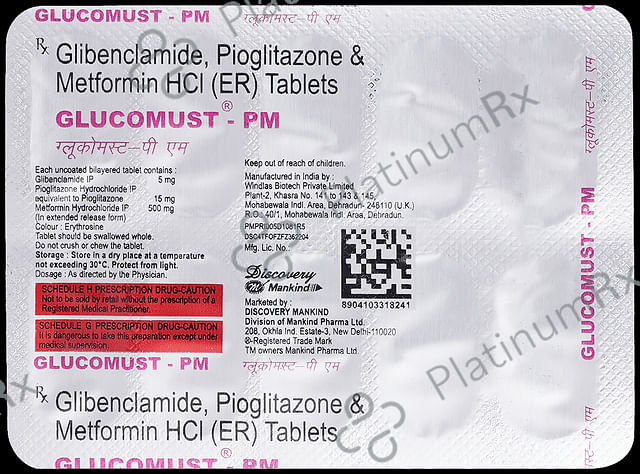 Glucomust PM 5/500/15mg Tablet ER 10s