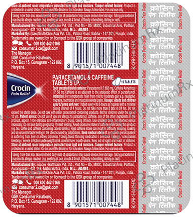 Crocin Pain Relief 50/650mg Tablet 15s