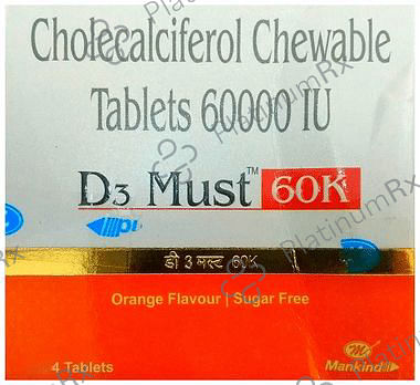 D3 Must 60k (Orange Flavour) (Sugar Free) (Chewable Tablet) 4's