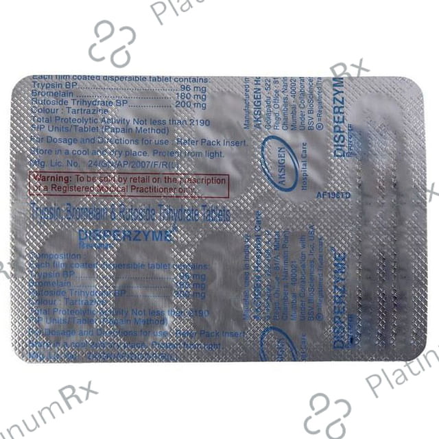 Disperzyme 180/200/96mg Tablet 10s