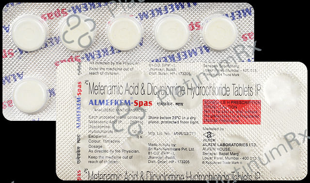 Almefkem Spas 10/250mg Tablet 10s