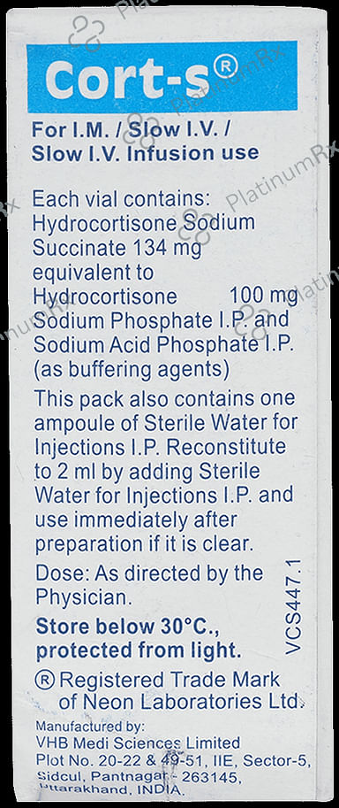 Cort S 100mg Injection 2ml