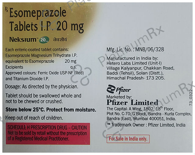 Neksium 20mg Tablet 15s