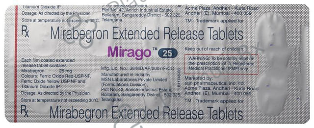 Mirago 25mg Tablet ER 10s
