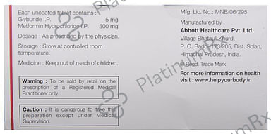 Diabetrol 5/500mg Tablet 10s