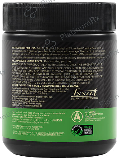 Optimum Nutrition (ON) Micronised Creatine Monohydrate for Performance Support - Unflavoured