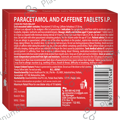 Crocin Pain Relief 50/650mg Tablet 15s