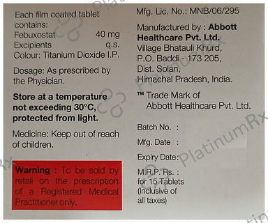 Febustat 40mg Tablet 15s