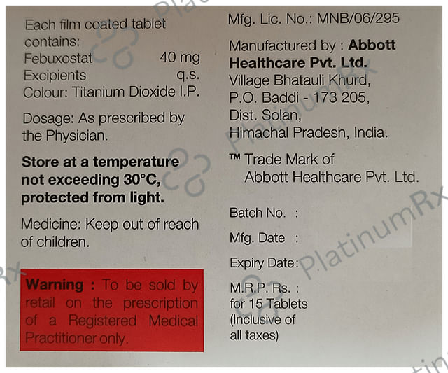 Febustat 40mg Tablet 15s