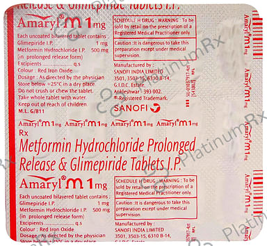Amaryl M 1 1/500mg Tablet PR 20s