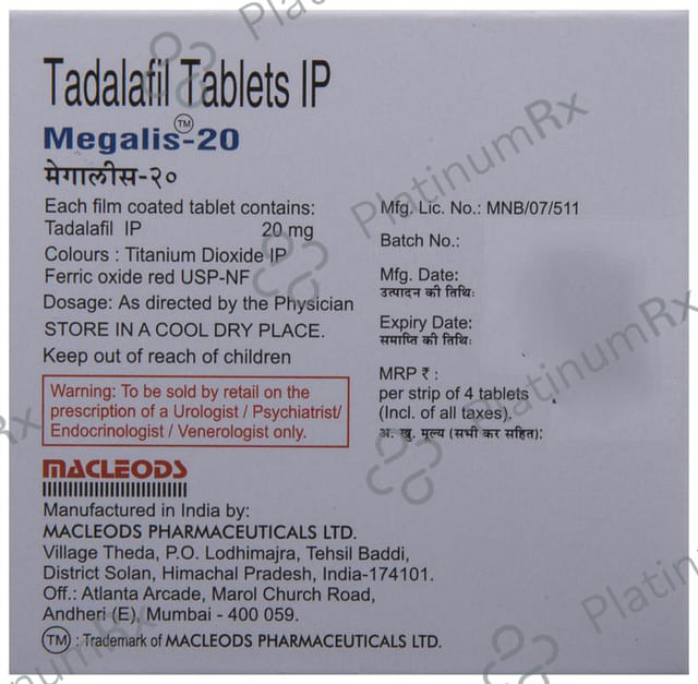 Megalis 20mg Tablet 4s