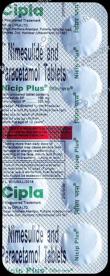 Nicip Plus 100/325mg Tablet 10s