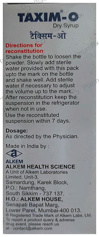 Taxim-O Dry Syrup Juicy Orange and Lemon 30 Oral Suspension