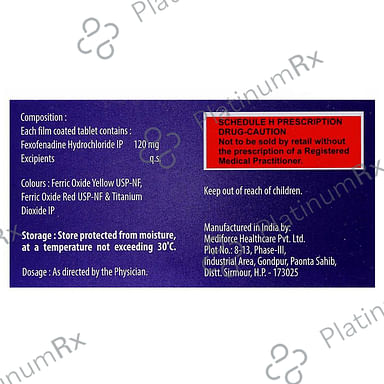 Histafree 120mg Tablet 10s
