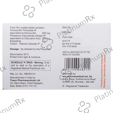 Mox CV 625 500/125mg Tablet 10s