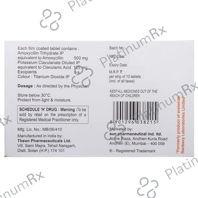 Mox CV 625 500/125mg Tablet 10s
