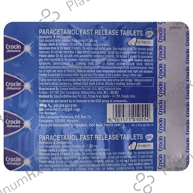 Crocin Advance 500mg Tablet 20s