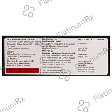 Mega FreeFlex Joint Health 600/750mg Tablet 10s