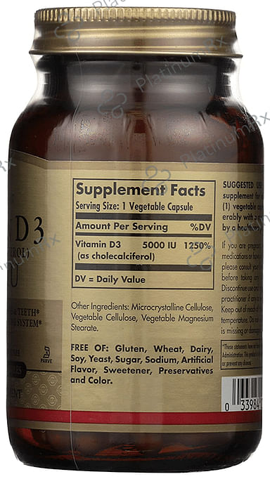 Solgar Vitamin D3 (Cholecalciferol) 5000IU Vegetable Capsule 120 capsules