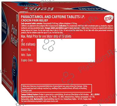 Crocin Pain Relief 50/650mg Tablet 15s