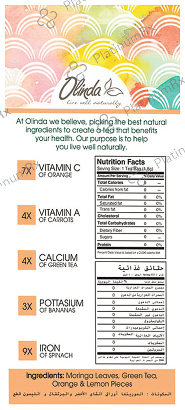 Olinda Moringa Green Tea (1.8gm Each) Citrus Fruits