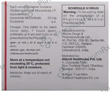 Ismo 20mg Tablet 30s