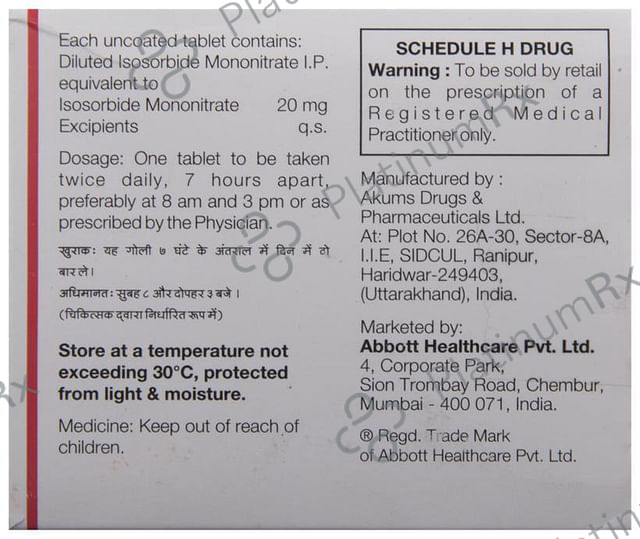 Ismo 20mg Tablet 30s
