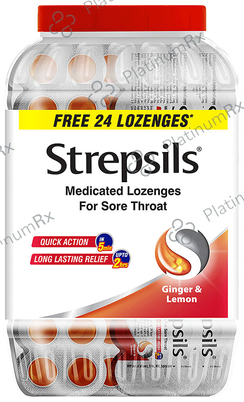 Strepsils Medicated Throat Lozenges - For Sore Throat - Flavour Ginger & Lemon 224 lozenges