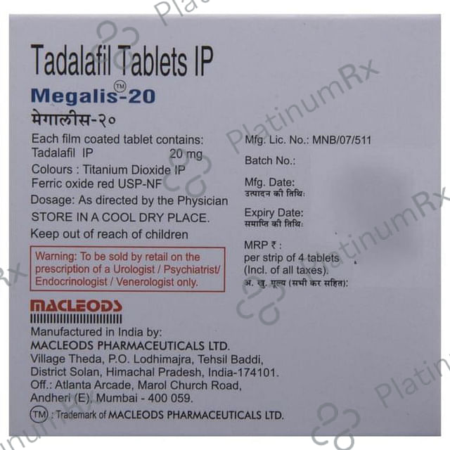 Megalis 20mg Tablet 4s