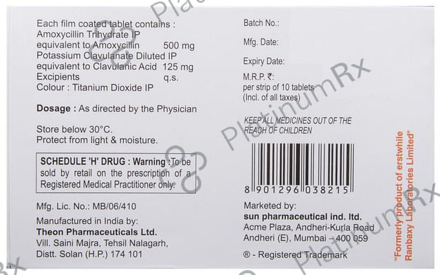 Mox CV 625 500/125mg Tablet 10s