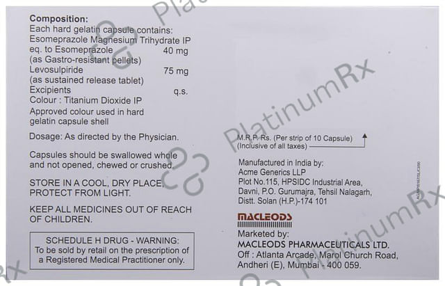Esofine LS 75/40mg Capsule SR 10s
