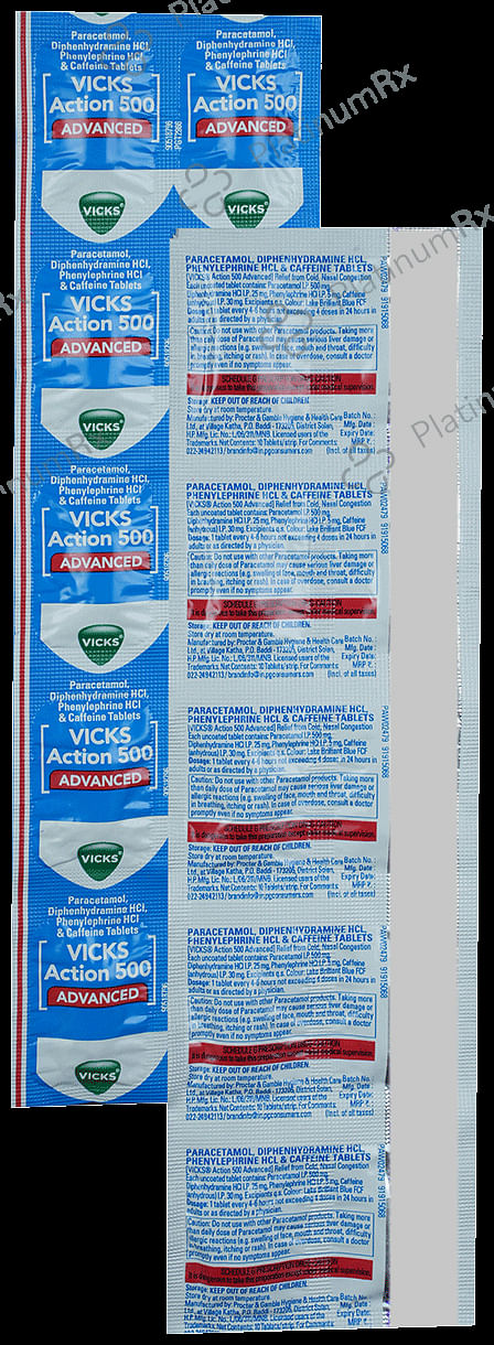 Vicks Action 500 Advanced Tablet 10s